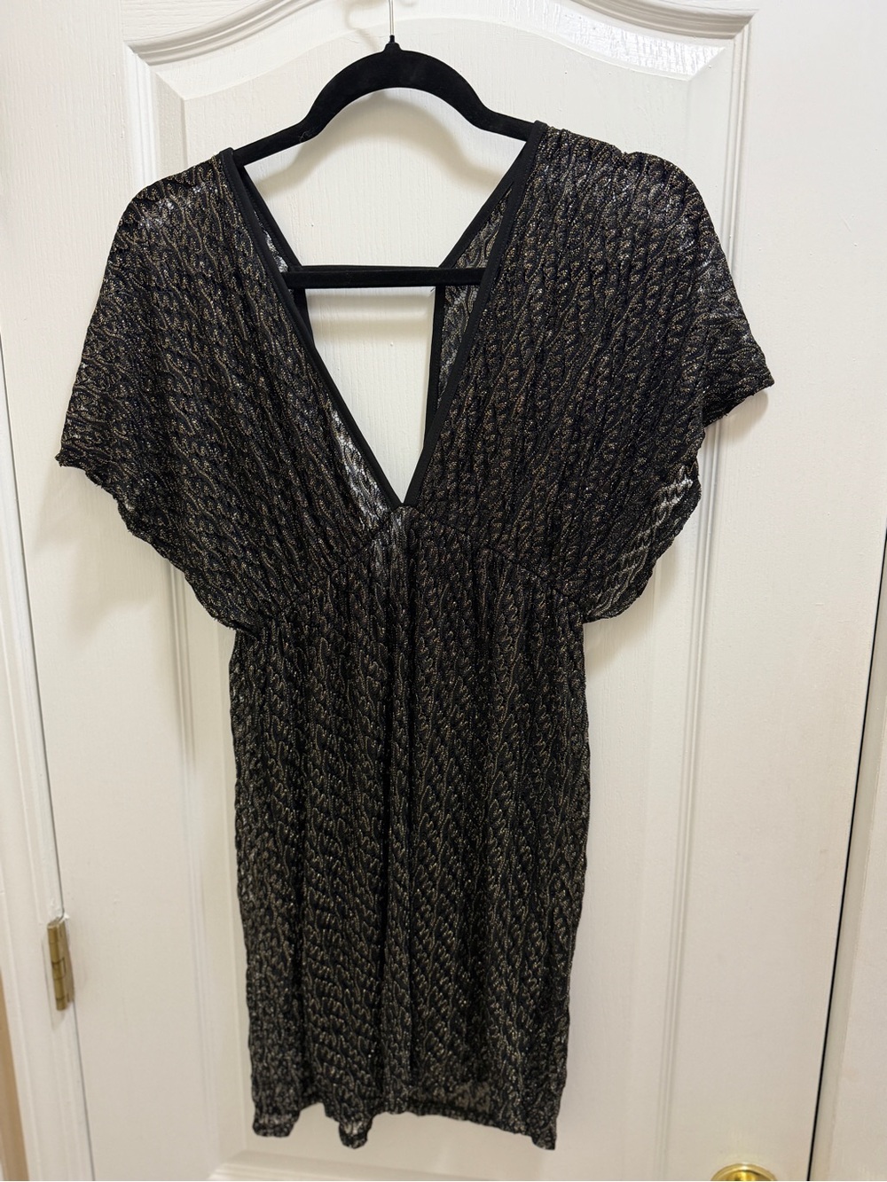 ELF Black and Gold V-Neck Shimmer Dress